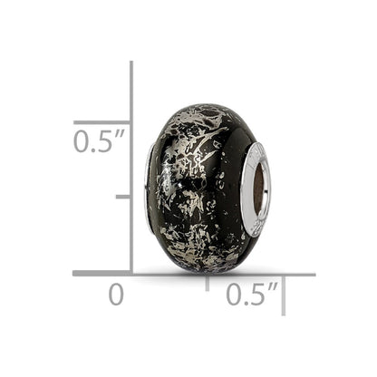 Sterling Silver Reflections Black W/Platinum Foil Ceramic Bead