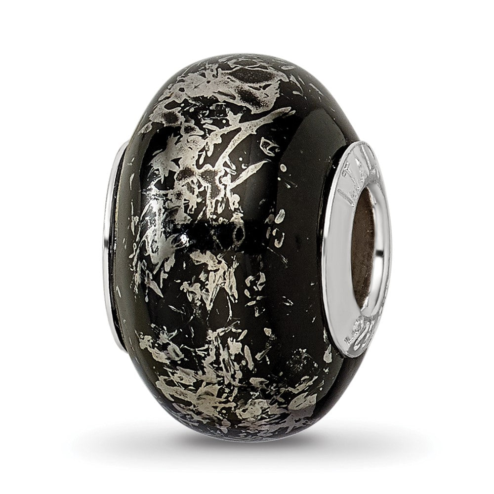 Sterling Silver Reflections Black W/Platinum Foil Ceramic Bead