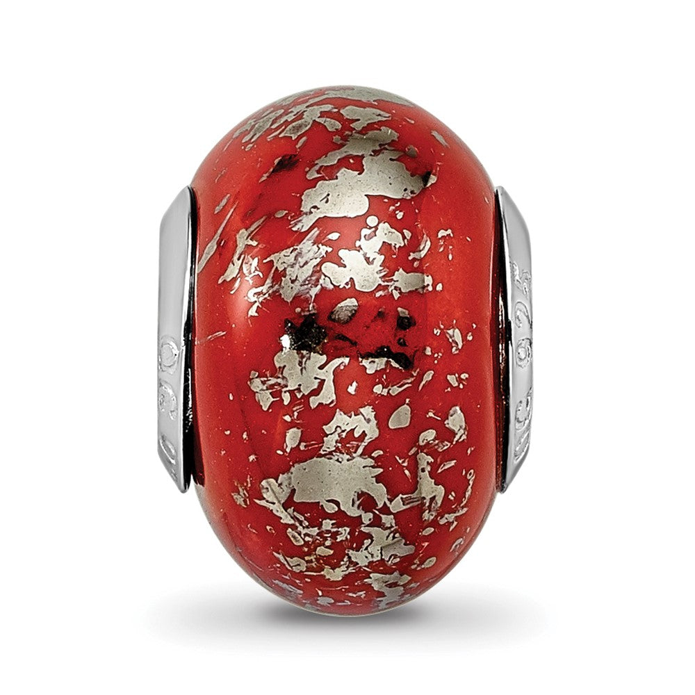 Sterling Silver Reflections Red W/Platinum Foil Ceramic Bead