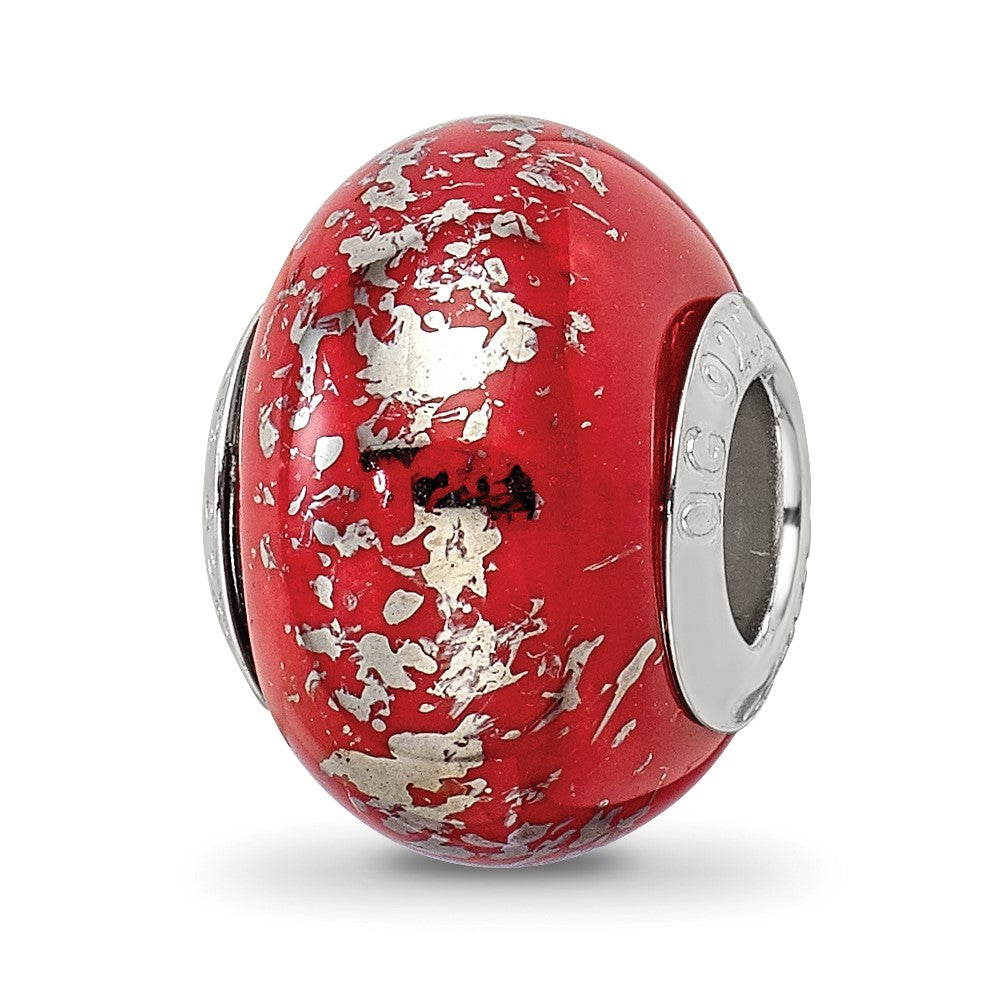 Sterling Silver Reflections Red W/Platinum Foil Ceramic Bead