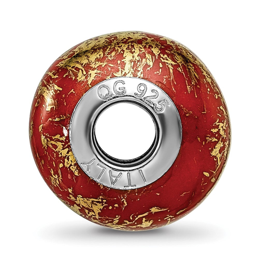 Sterling Silver Reflections Red W/Gold Foil Ceramic Bead