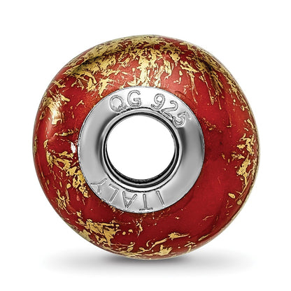 Sterling Silver Reflections Red W/Gold Foil Ceramic Bead