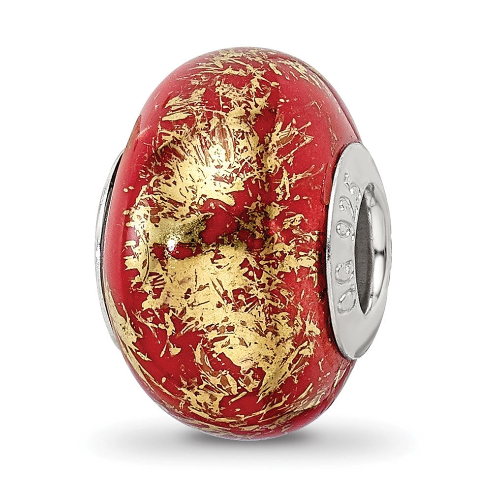 Sterling Silver Reflections Red W/Gold Foil Ceramic Bead