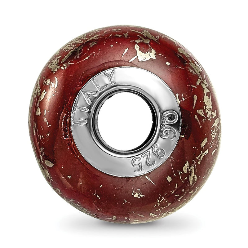 Sterling Silver Reflections Dark Red W/Platinum Foil Ceramic Bead
