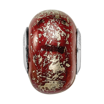 Sterling Silver Reflections Dark Red W/Platinum Foil Ceramic Bead