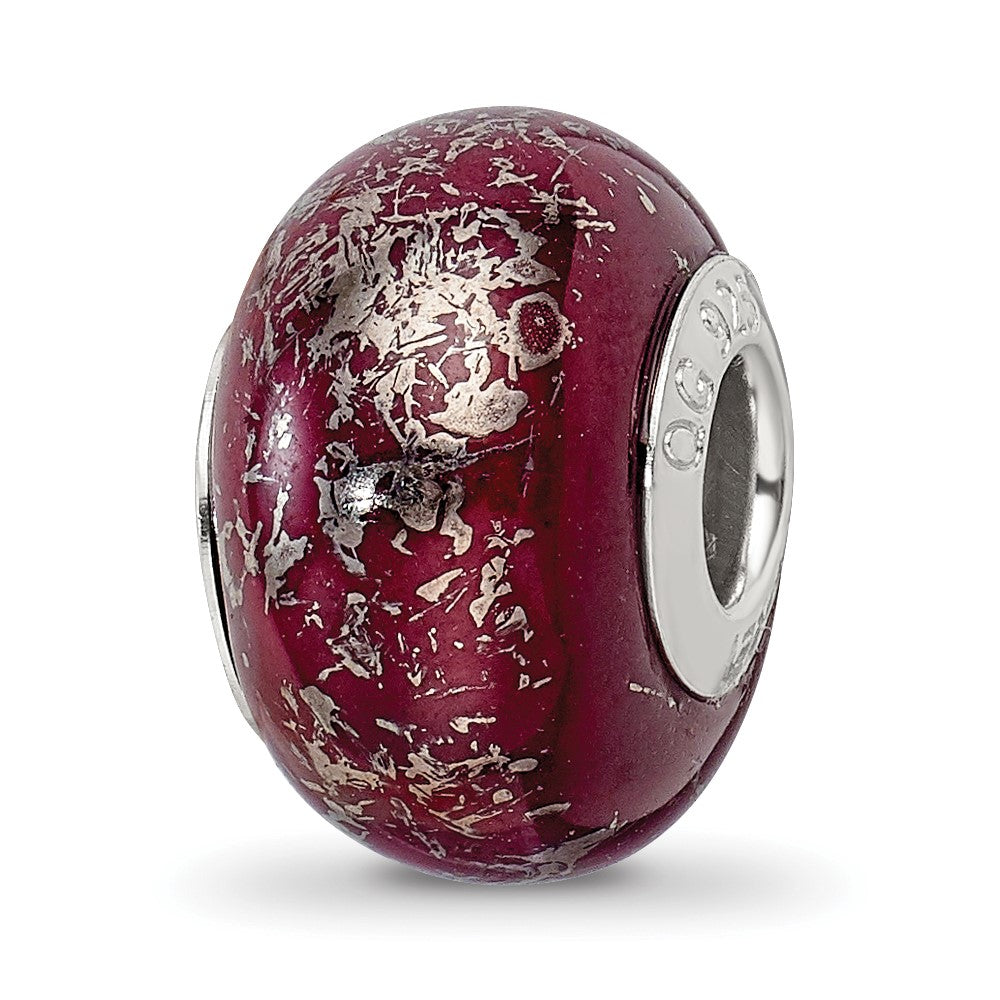 Sterling Silver Reflections Dark Red W/Platinum Foil Ceramic Bead