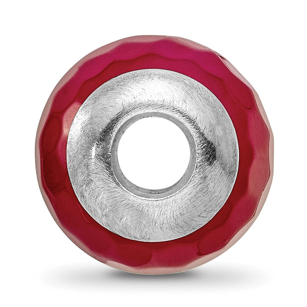 Sterling Silver Reflections Fuchsia Cracked Agate With Shell Stone Bead