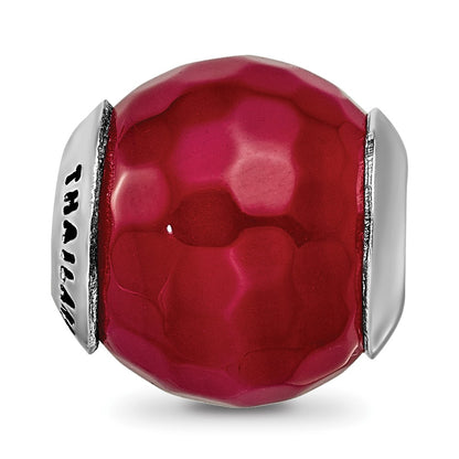 Sterling Silver Reflections Fuchsia Cracked Agate With Shell Stone Bead