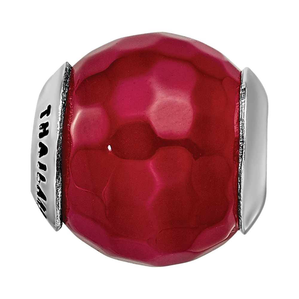 Sterling Silver Reflections Fuchsia Cracked Agate With Shell Stone Bead