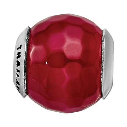 Sterling Silver Reflections Fuchsia Cracked Agate With Shell Stone Bead