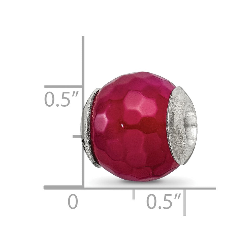 Sterling Silver Reflections Fuchsia Cracked Agate With Shell Stone Bead