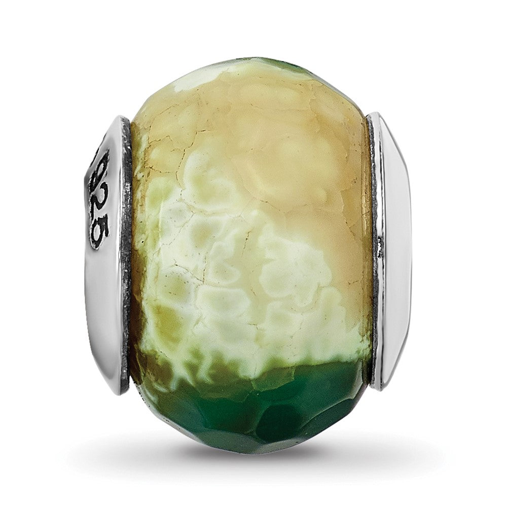 Sterling Silver Reflections Green Cracked Agate W/Shell Stone Bead