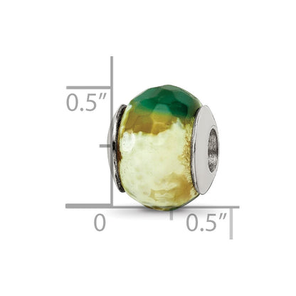 Sterling Silver Reflections Green Cracked Agate W/Shell Stone Bead
