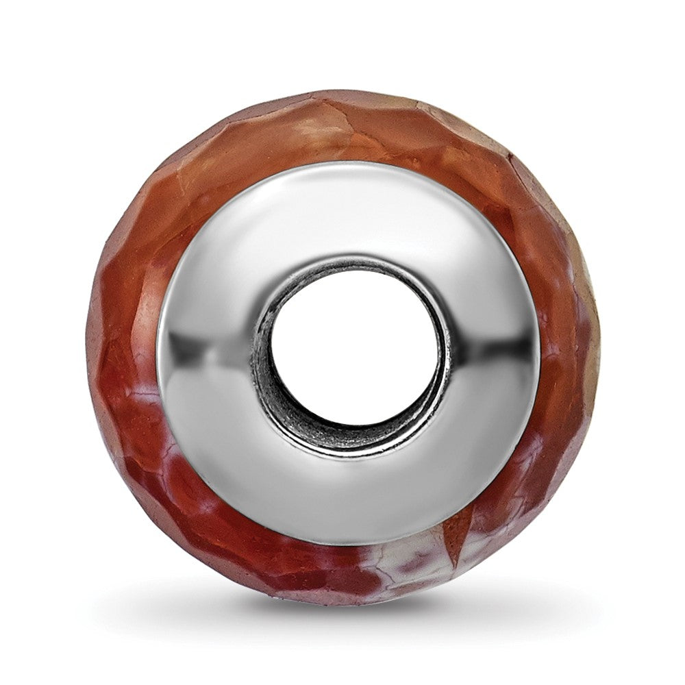 Sterling Silver Reflections Red Cracked Agate With Shell Stone Bead