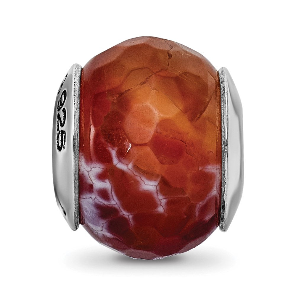 Sterling Silver Reflections Red Cracked Agate With Shell Stone Bead