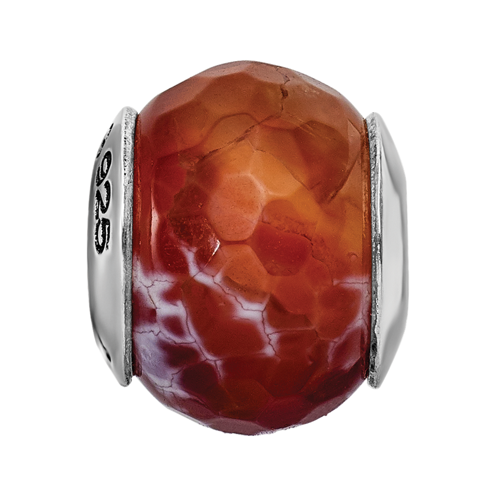 Sterling Silver Reflections Red Cracked Agate With Shell Stone Bead