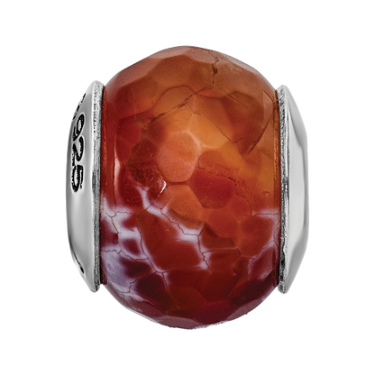 Sterling Silver Reflections Red Cracked Agate With Shell Stone Bead