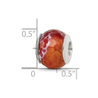 Sterling Silver Reflections Red Cracked Agate With Shell Stone Bead