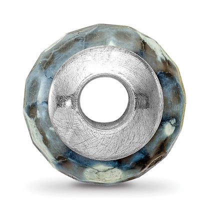 Sterling Silver Reflections Grey Cracked Agate With Shell Stone Bead
