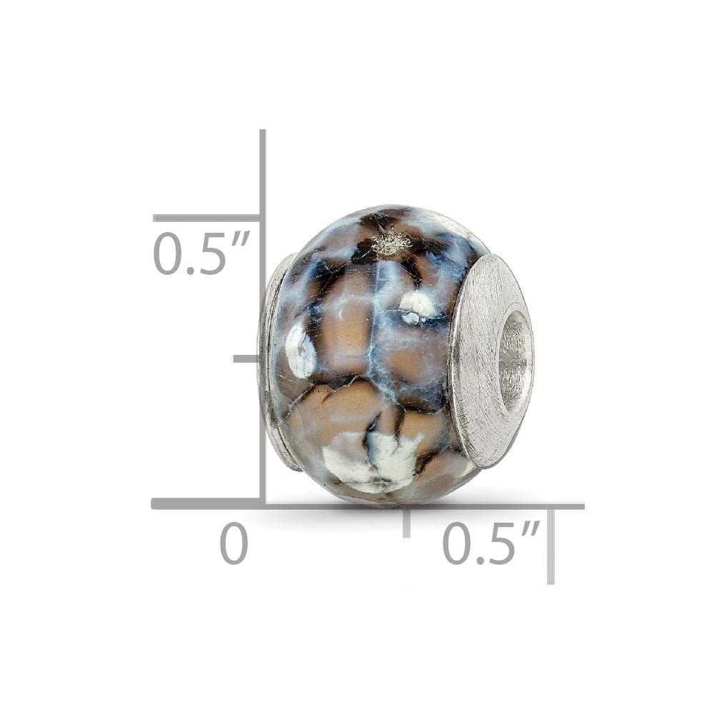 Sterling Silver Reflections Grey Cracked Agate With Shell Stone Bead