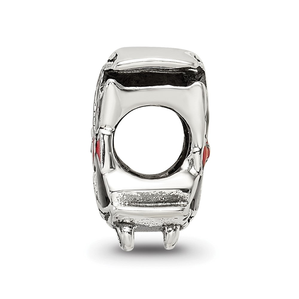 Sterling Silver Reflections Marcasite & Enameled Cat Moon Bead