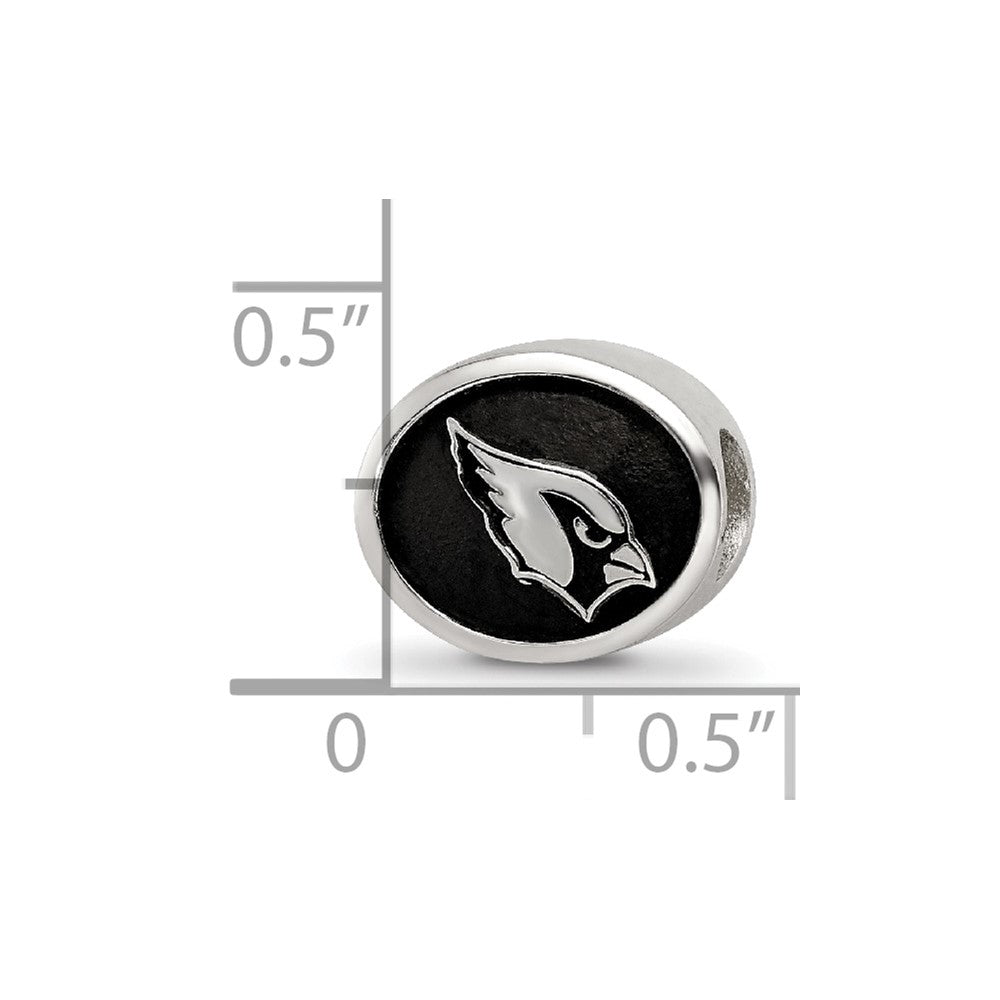 Sterling Silver Enameled Logoart Arizona Cardinals Nfl Bead