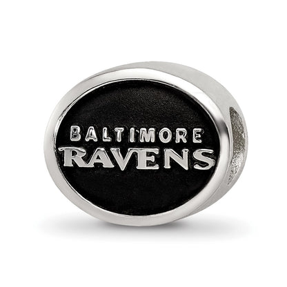 Sterling Silver Logoart Enameled Baltimore Ravens Nfl Bead