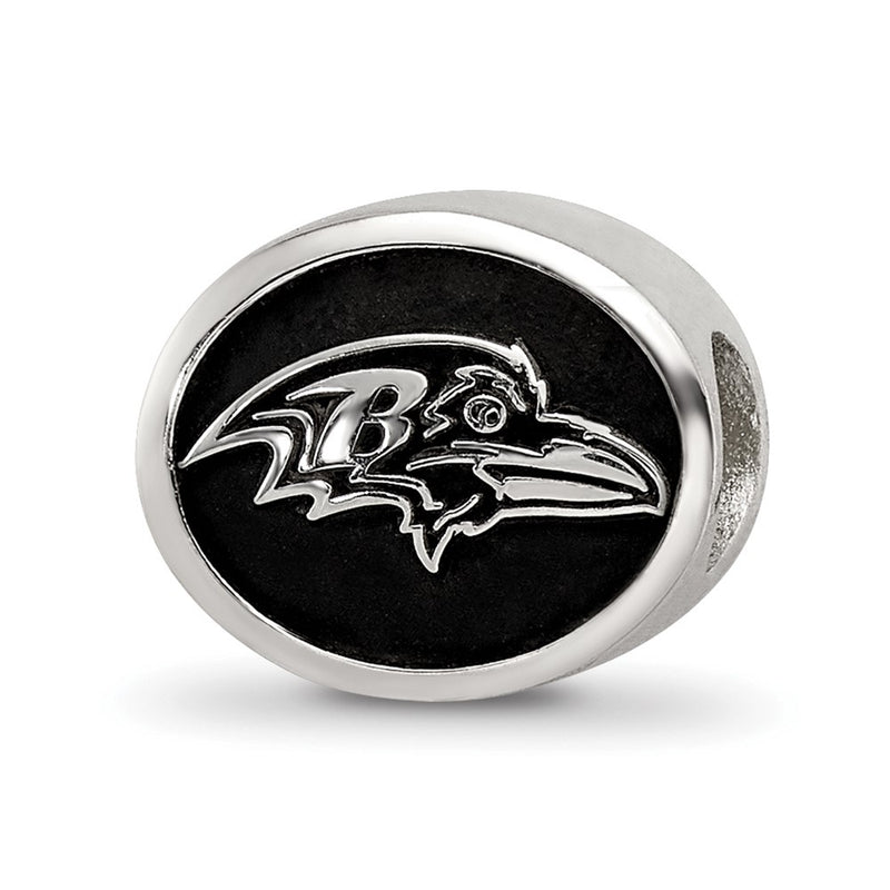 Sterling Silver Logoart Enameled Baltimore Ravens Nfl Bead