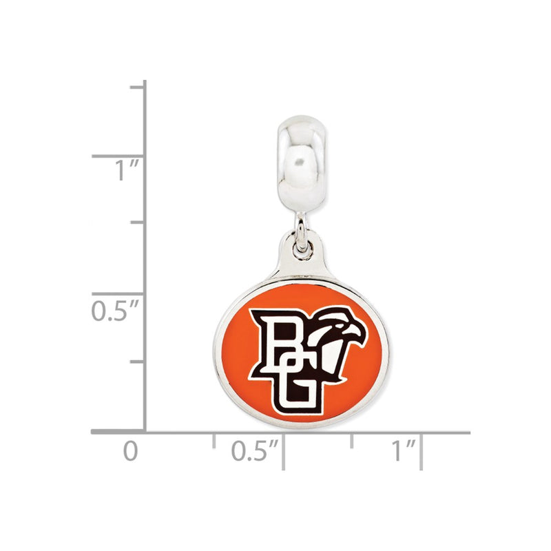 Sterling Silver Bowling Green University Collegiate Enameled Dangle Bead