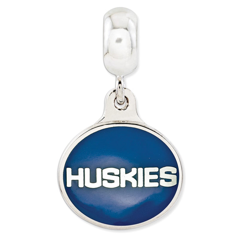 Sterling Silver University Connecticut Collegiate Enameled Dangle Bead