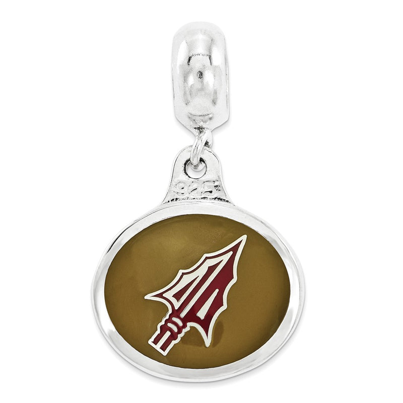 Sterling Silver Florida State Collegiate Enameled Dangle Bead