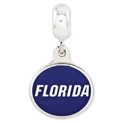 Sterling Silver University Of Florida Collegiate Enameled Dangle Bead