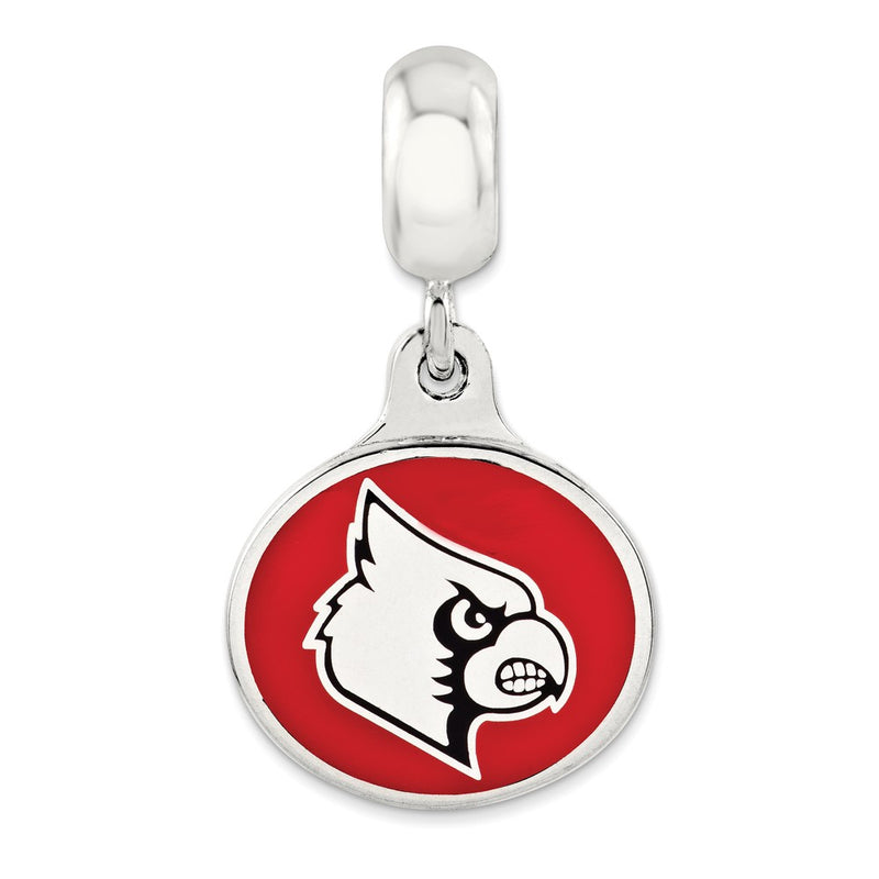 Sterling Silver University Of Louisville Collegiate Enameled Dangle Bead