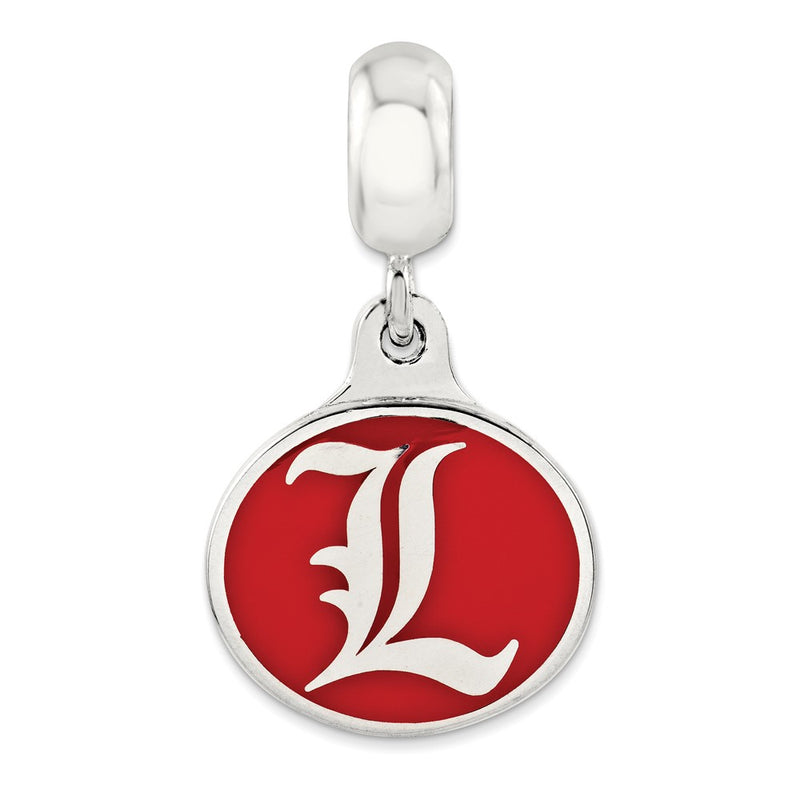 Sterling Silver University Of Louisville Collegiate Enameled Dangle Bead