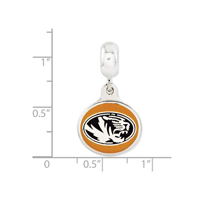 Sterling Silver University Of Missouri Collegiate Enameled Dangle Bead