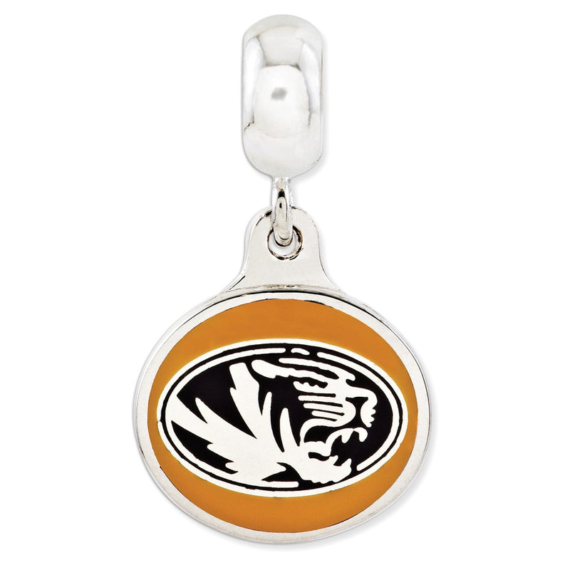 Sterling Silver University Of Missouri Collegiate Enameled Dangle Bead