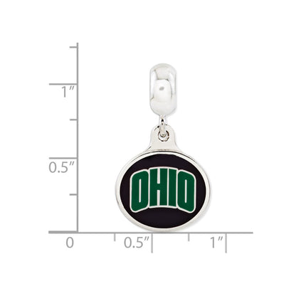 Sterling Silver Ohio University Collegiate Enameled Dangle Bead