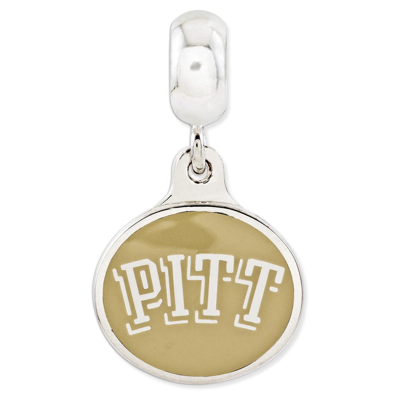 Sterling Silver University Of Pittsburgh Collegiate Enameled Dangle Bead