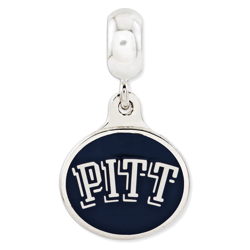 Sterling Silver University Of Pittsburgh Collegiate Enameled Dangle Bead