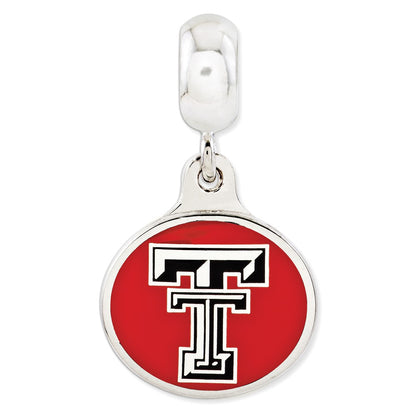 Sterling Silver Texas Tech University Collegiate Enameled Dangle Bead