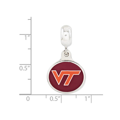 Sterling Silver Virginia Tech Collegiate Enameled Dangle Bead