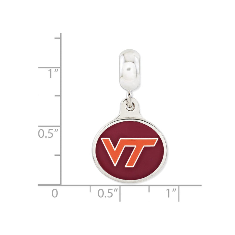 Sterling Silver Virginia Tech Collegiate Enameled Dangle Bead