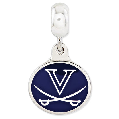 Sterling Silver University Of Virginia Collegiate Enameled Dangle Bead