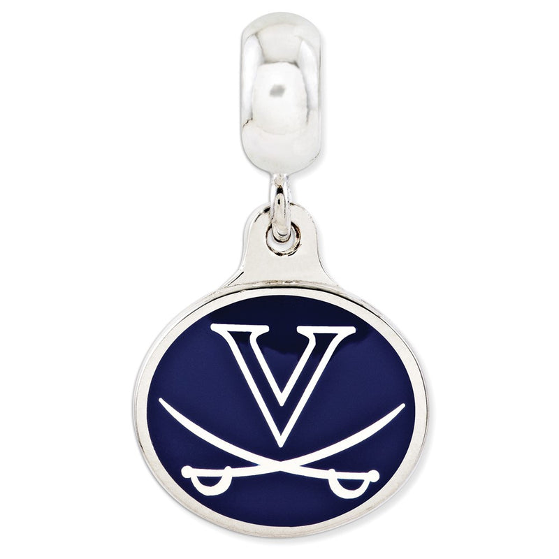 Sterling Silver University Of Virginia Collegiate Enameled Dangle Bead