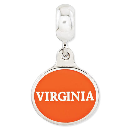 Sterling Silver University Of Virginia Collegiate Enameled Dangle Bead