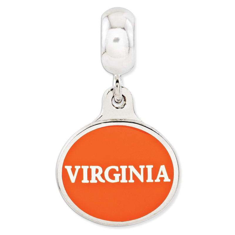 Sterling Silver University Of Virginia Collegiate Enameled Dangle Bead