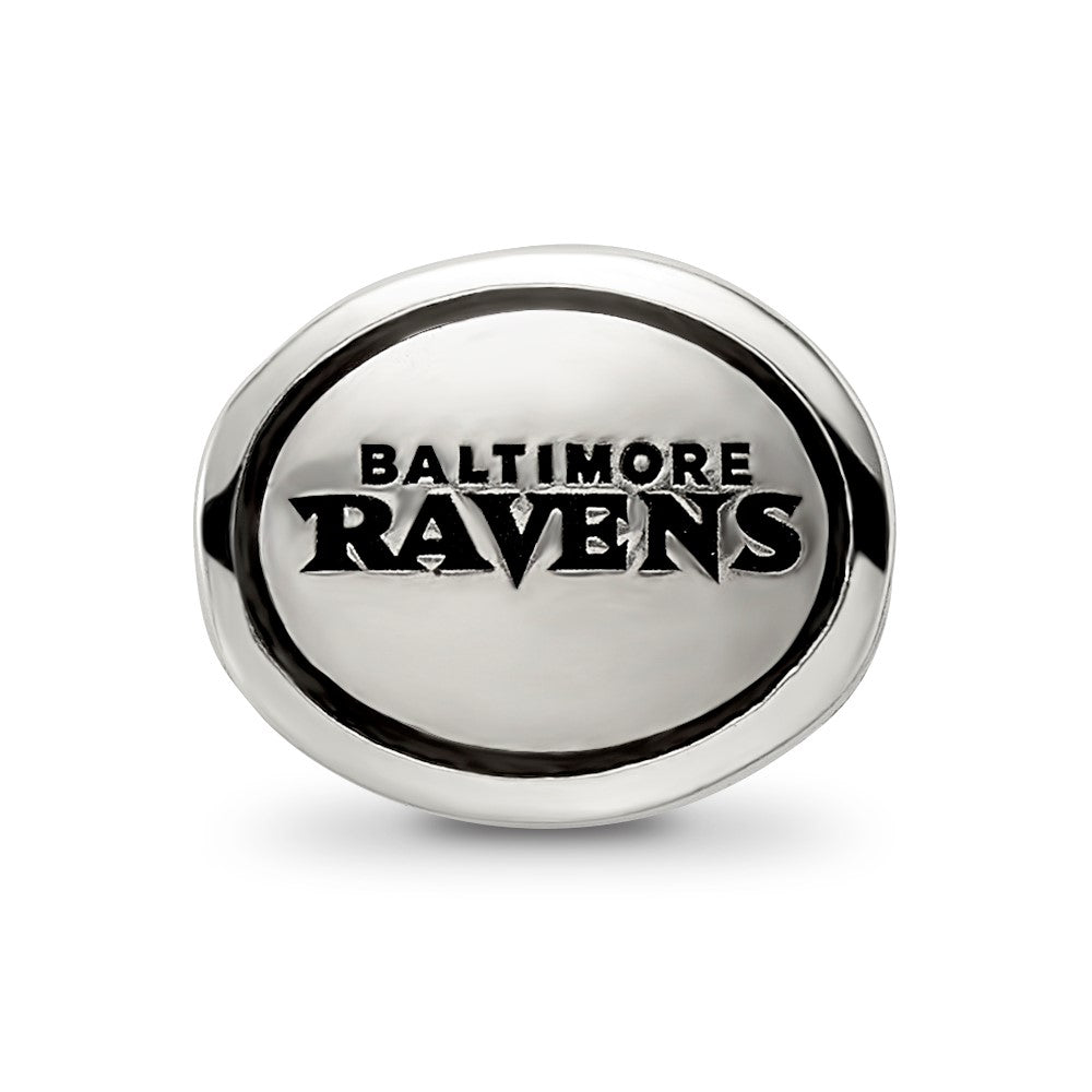 Sterling Silver Antiqued Baltimore Ravens Nfl Bead
