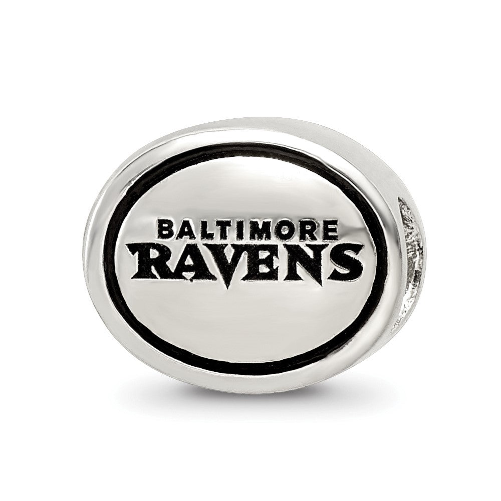 Sterling Silver Antiqued Baltimore Ravens Nfl Bead