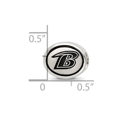 Sterling Silver Antiqued Baltimore Ravens Nfl Bead