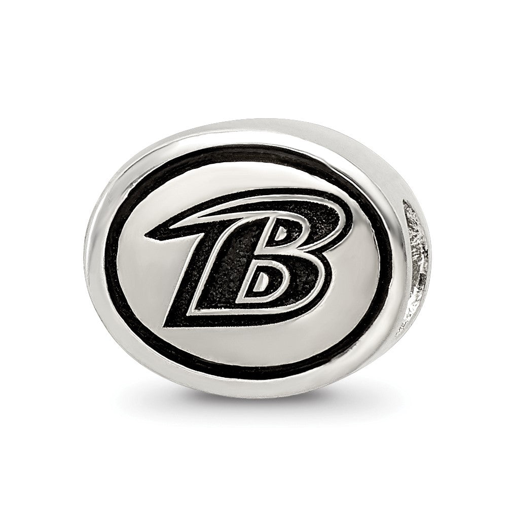 Sterling Silver Antiqued Baltimore Ravens Nfl Bead